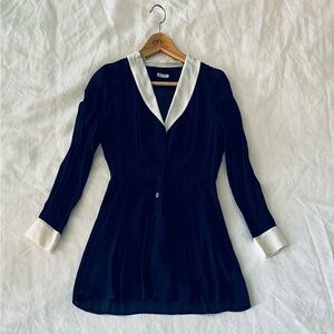 Reformation Blue Fitted Long Sleeve  Dress